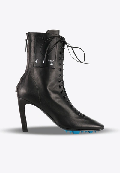 Off-white 100 Lace-up Ankle Boots In Leather In Black