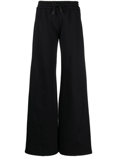 Off-white High Waisted Diagonal Stripe Track Pants In Black
