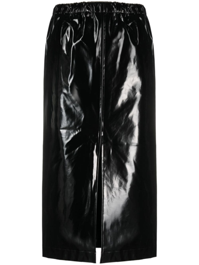 MAISON MARGIELA FOUR-STITCH PATENT MIDI SKIRT