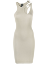 Andreädamo Ribbed Jersey Mini Dress W/double Straps In Grey