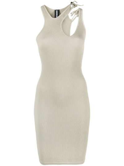 Andreädamo Asymmetric-neck Sleeveless Midi Dress In Nude