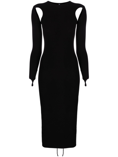 Andreädamo Sculpting Jersey Cutout Midi Dress In Black