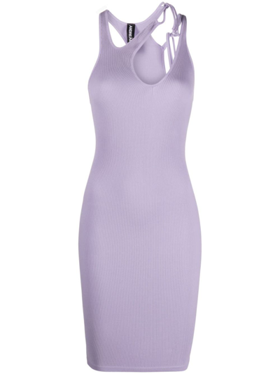 Andreädamo Ribbed Asymmetric Sleeveless Dress In Lilac