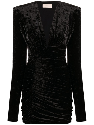 Alexandre Vauthier Crushed-velvet Ruched Minidress In Black