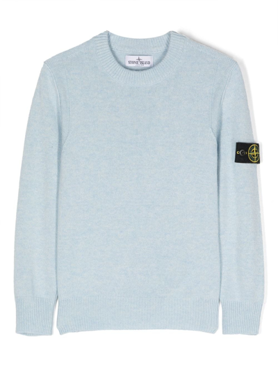 Stone Island Junior Compass-badge Crew-neck Jumper In Blau