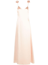 Magda Butrym Open-back Appliquéd Silk-satin Maxi Dress In Neutrals