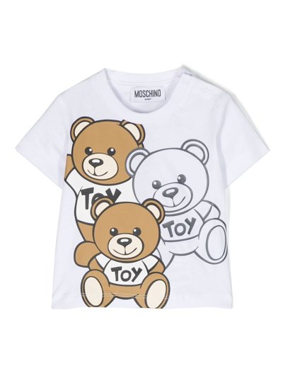 Moschino Babies' Teddy Bear-print T-shirt In Weiss