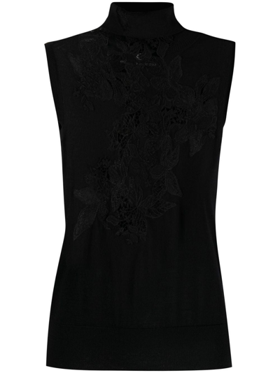 Ermanno Scervino Guipure-lace Wool Tank Top In Black