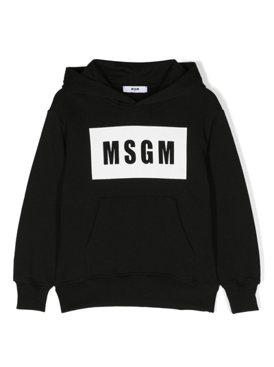 Msgm Logo-print Cotton Hoodie In Schwarz