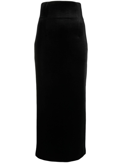 Philosophy Di Lorenzo Serafini Stretch Velvet Straight Skirt In Schwarz