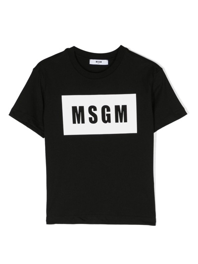 Msgm Logo-print Cotton T-shirt In Black