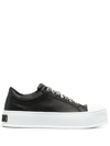 MOSCHINO EMBOSSED-LOGO FAUX-LEATHER SNEAKERS