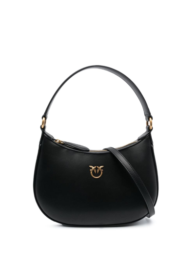 Pinko Logo-plaque Leather Tote Bag In Black