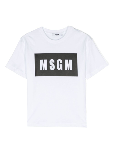 Msgm Logo-print Cotton T-shirt In Weiss