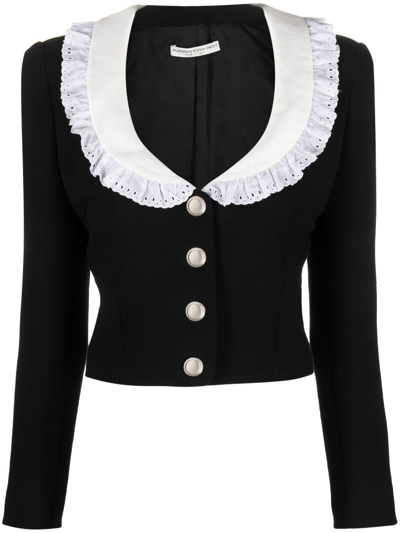 Alessandra Rich Virgin Wool Cropped Jacket In Black