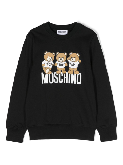 Moschino Babies' Teddy Bear-motif Cotton Sweatshirt In Black