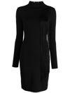 Stella Mccartney Asymmetric Fringed Knitted Dress In Schwarz