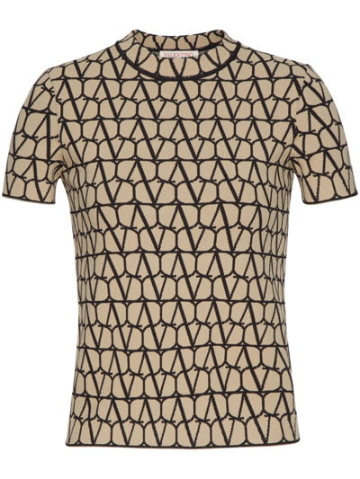 Valentino Toile Iconographe Cotton Knitted Top In Beige