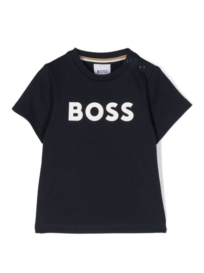 Bosswear Babies' Logo印花棉t恤 In Blue