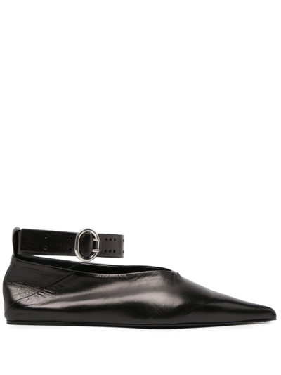 JIL SANDER POINTED-TOE LEATHER BALLERINA SHOES