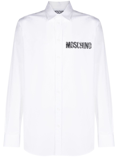 Moschino Hemd Mit Logo-print In White