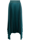 Joseph Ade Pleated Handkerchief Crepe Midi Skirt In Grün