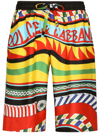 DOLCE & GABBANA CARRETO-PRINT SILK BERMUDA SHORTS