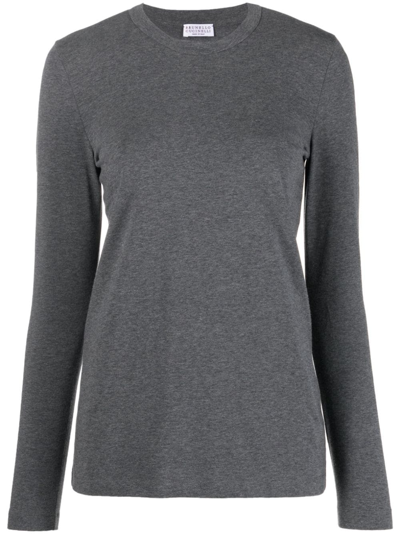 Brunello Cucinelli Monili Bead-embellished T-shirt In Grey