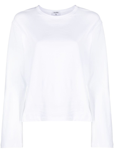 Filippa K Cotton Longsleeve Top In White