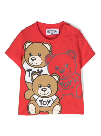 Moschino Babies' Teddy Bear-print T-shirt In Rot