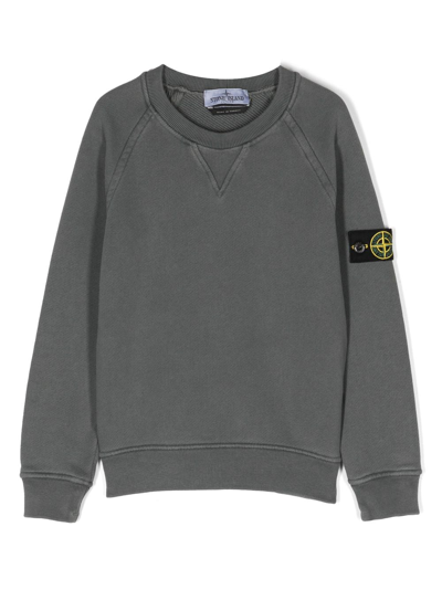 Stone Island Junior Compass-patch Cotton Sweatshirt In Grau