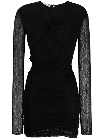 Philosophy Di Lorenzo Serafini Chantilly-lace Ruched Minidress In Schwarz