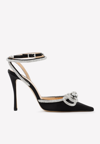 Mach&mach Double Bow 110mm Patent-finish Leather Pumps In Black