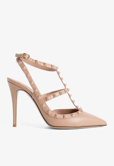 VALENTINO GARAVANI 110 ROCKSTUD CAGED PUMPS IN LEATHER