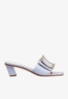 ROGER VIVIER 45 LOVE METAL BUCKLE MULES IN PATENT LEATHER