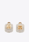 GIVENCHY 4G CRYSTAL PAVED HOOP EARRINGS