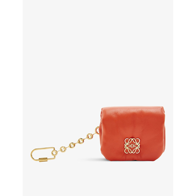 Loewe Mens Sunrise Orange Puffer Goya Clip-on Leather Bag Charm