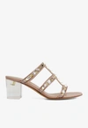 Valentino Rockstud 60 Vinyl & Leather Sandal In Pink