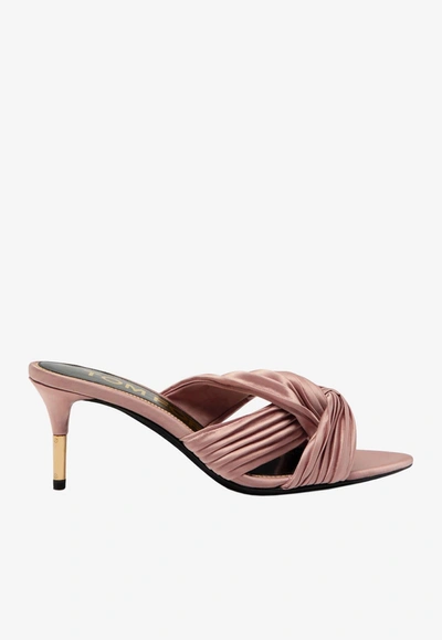 Tom Ford 65 Pleated Satin Mules In Pink