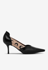 Marine Serre Black 75 Moon Print Leather Pumps In Black