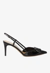 VALENTINO GARAVANI 80 VLOGO SLINGBACK PUMPS IN PATENT LEATHER