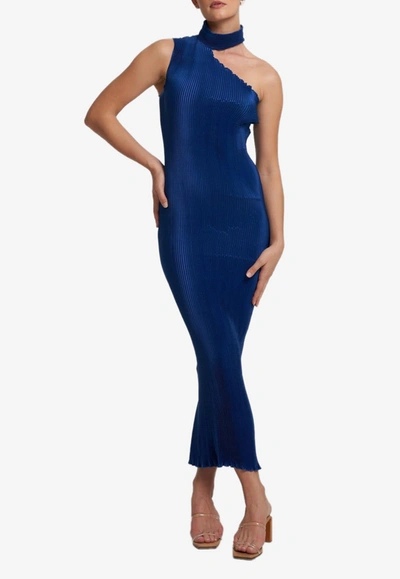 L'idée 90's One Shoulder Midi Dress In Blue