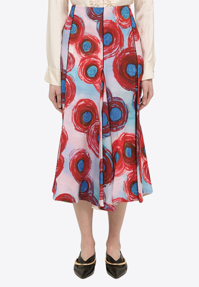 Marni Printed Midi Skirt In Red