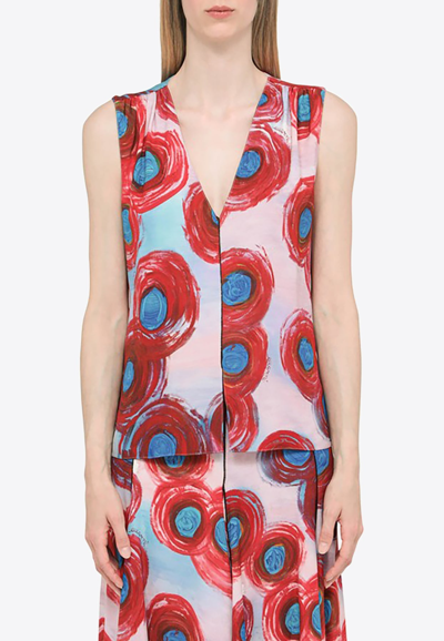 Marni Abstract-print Sleeveless Shirt In Multi-colored
