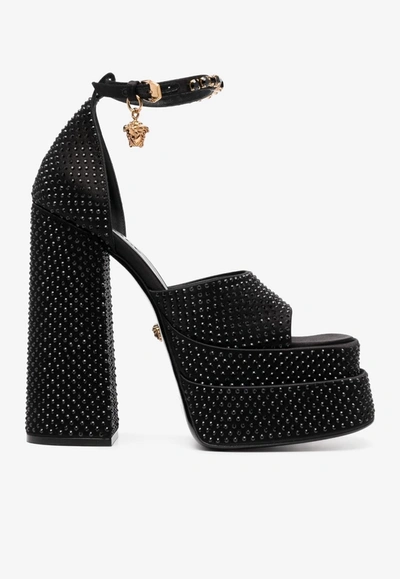 VERSACE AEVITAS 140 MEDUSA CRYSTAL-EMBELLISHED PLATFORM SANDALS