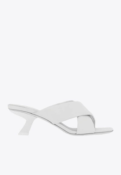 Ferragamo Aludra 55 Slides In Nappa Leather In White