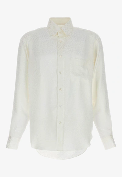 Tom Ford Animal Print Silk Shirt In White