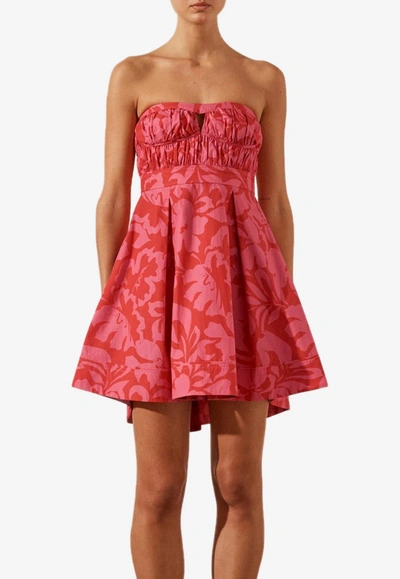 Shona Joy Antonia Strapless Bustier Mini Dress In Red