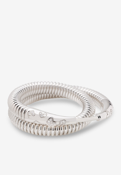 Intisars Aqqal Sparkly White Gold Diamond Bracelet In Silver