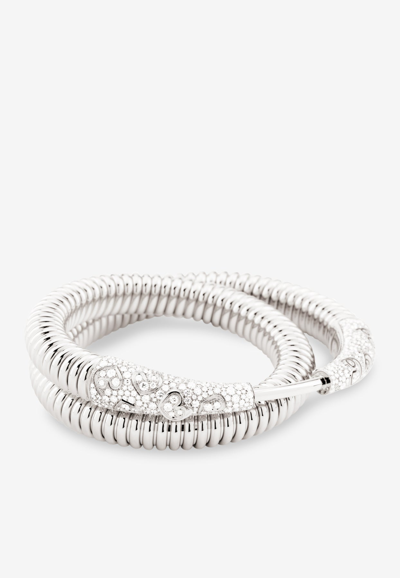 Intisars Aqqal Vip White Gold Full Diamond Bracelet In Silver